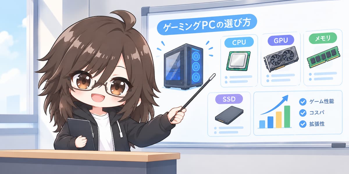 ゲーミングpcについてレクチャーしているれべるあっぷちゃん
